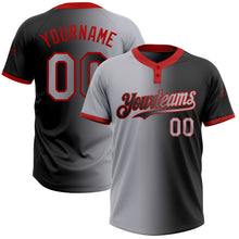 Load image into Gallery viewer, Custom Black Gray-Red Gradient Fashion Two-Button Unisex Softball Jersey