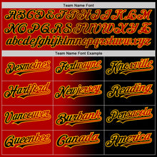 Load image into Gallery viewer, Custom Black Red-Gold Gradient Fashion Two-Button Unisex Softball Jersey