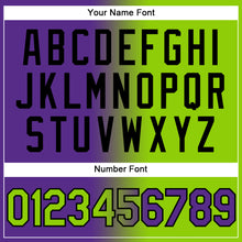 Load image into Gallery viewer, Custom Purple Neon Green-Black Gradient Fashion Two-Button Unisex Softball Jersey