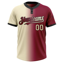 Load image into Gallery viewer, Custom Maroon Cream-Black Gradient Fashion Two-Button Unisex Softball Jersey