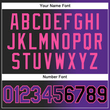 Load image into Gallery viewer, Custom Black Purple-Pink Gradient Fashion Two-Button Unisex Softball Jersey