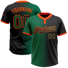 Load image into Gallery viewer, Custom Black Kelly Green-Orange Gradient Fashion Two-Button Unisex Softball Jersey