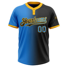 Load image into Gallery viewer, Custom Black Electric Blue-Gold Gradient Fashion Two-Button Unisex Softball Jersey