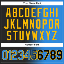 Load image into Gallery viewer, Custom Black Electric Blue-Gold Gradient Fashion Two-Button Unisex Softball Jersey