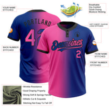 Load image into Gallery viewer, Custom Royal Pink-Black Gradient Fashion Two-Button Unisex Softball Jersey