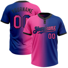 Load image into Gallery viewer, Custom Royal Pink-Black Gradient Fashion Two-Button Unisex Softball Jersey
