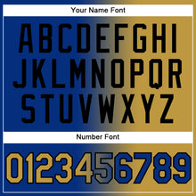 Load image into Gallery viewer, Custom Royal Old Gold-Black Gradient Fashion Two-Button Unisex Softball Jersey