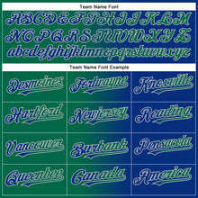 Load image into Gallery viewer, Custom Royal Kelly Green-Gray Gradient Fashion Two-Button Unisex Softball Jersey