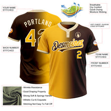 Load image into Gallery viewer, Custom Brown Gold-Cream Gradient Fashion Two-Button Unisex Softball Jersey
