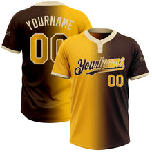 Load image into Gallery viewer, Custom Brown Gold-Cream Gradient Fashion Two-Button Unisex Softball Jersey