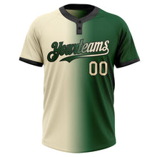 Load image into Gallery viewer, Custom Green Cream-Black Gradient Fashion Two-Button Unisex Softball Jersey