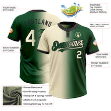 Load image into Gallery viewer, Custom Green Cream-Black Gradient Fashion Two-Button Unisex Softball Jersey