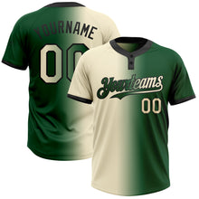 Load image into Gallery viewer, Custom Green Cream-Black Gradient Fashion Two-Button Unisex Softball Jersey