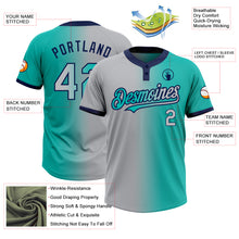 Load image into Gallery viewer, Custom Aqua Gray-Navy Gradient Fashion Two-Button Unisex Softball Jersey