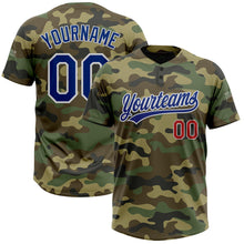 Load image into Gallery viewer, Custom Camo Royal-Red Salute To Service Two-Button Unisex Softball Jersey