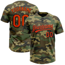 Load image into Gallery viewer, Custom Camo Orange-Black Salute To Service Two-Button Unisex Softball Jersey