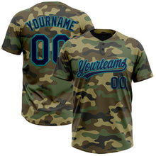 Load image into Gallery viewer, Custom Camo Navy-Teal Salute To Service Two-Button Unisex Softball Jersey