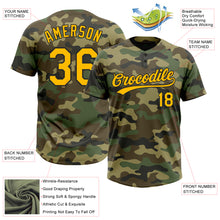 Load image into Gallery viewer, Custom Camo Gold-Black Salute To Service Two-Button Unisex Softball Jersey