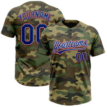 Load image into Gallery viewer, Custom Camo Royal-Red Salute To Service Two-Button Unisex Softball Jersey
