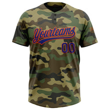 Load image into Gallery viewer, Custom Camo Royal-Orange Salute To Service Two-Button Unisex Softball Jersey