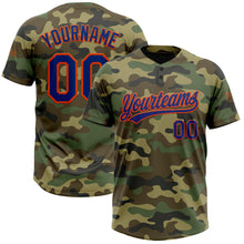 Load image into Gallery viewer, Custom Camo Royal-Orange Salute To Service Two-Button Unisex Softball Jersey