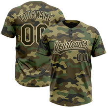Load image into Gallery viewer, Custom Camo Olive-Cream Salute To Service Two-Button Unisex Softball Jersey