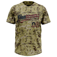 Load image into Gallery viewer, Custom Camo Vintage USA Flag-Black Salute To Service Two-Button Unisex Softball Jersey