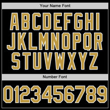 Load image into Gallery viewer, Custom Black Old Gold-White Two-Button Unisex Softball Jersey