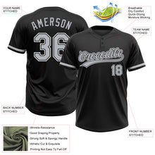 Load image into Gallery viewer, Custom Black Gray-White Two-Button Unisex Softball Jersey