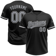 Load image into Gallery viewer, Custom Black Gray-White Two-Button Unisex Softball Jersey