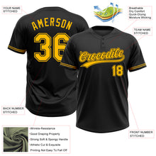 Load image into Gallery viewer, Custom Black Gold Two-Button Unisex Softball Jersey