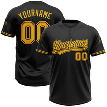 Load image into Gallery viewer, Custom Black Gold Two-Button Unisex Softball Jersey