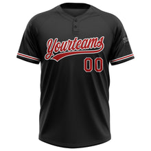 Load image into Gallery viewer, Custom Black Red-White Two-Button Unisex Softball Jersey