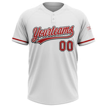 Load image into Gallery viewer, Custom White Red-Black Two-Button Unisex Softball Jersey