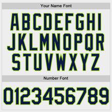 Load image into Gallery viewer, Custom White Navy-Neon Green Two-Button Unisex Softball Jersey