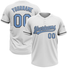 Load image into Gallery viewer, Custom White Light Blue-Steel Gray Two-Button Unisex Softball Jersey