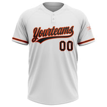 Load image into Gallery viewer, Custom White Black-Orange Two-Button Unisex Softball Jersey