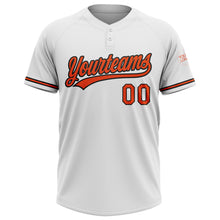 Load image into Gallery viewer, Custom White Orange-Black Two-Button Unisex Softball Jersey