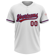 Load image into Gallery viewer, Custom White Red-Royal Two-Button Unisex Softball Jersey