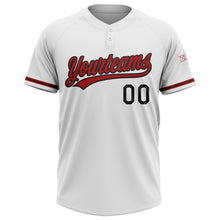Load image into Gallery viewer, Custom White Red-Black Two-Button Unisex Softball Jersey