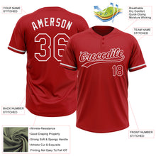 Load image into Gallery viewer, Custom Red White Two-Button Unisex Softball Jersey