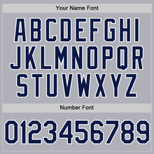 Load image into Gallery viewer, Custom Gray Navy-White Two-Button Unisex Softball Jersey