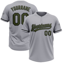Load image into Gallery viewer, Custom Gray Olive-Black Two-Button Unisex Softball Jersey