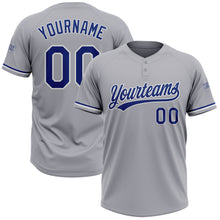 Load image into Gallery viewer, Custom Gray Royal-White Two-Button Unisex Softball Jersey