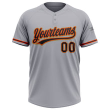 Load image into Gallery viewer, Custom Gray Black Orange-Old Gold Two-Button Unisex Softball Jersey