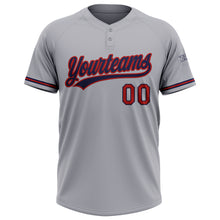 Load image into Gallery viewer, Custom Gray Red-Navy Two-Button Unisex Softball Jersey