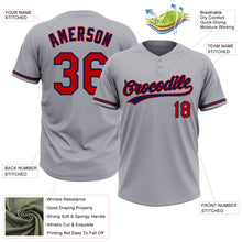Load image into Gallery viewer, Custom Gray Red-Navy Two-Button Unisex Softball Jersey