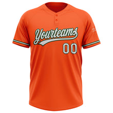 Load image into Gallery viewer, Custom Orange White-Green Two-Button Unisex Softball Jersey