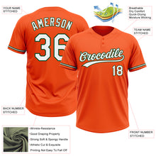 Load image into Gallery viewer, Custom Orange White-Green Two-Button Unisex Softball Jersey