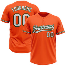 Load image into Gallery viewer, Custom Orange White-Green Two-Button Unisex Softball Jersey